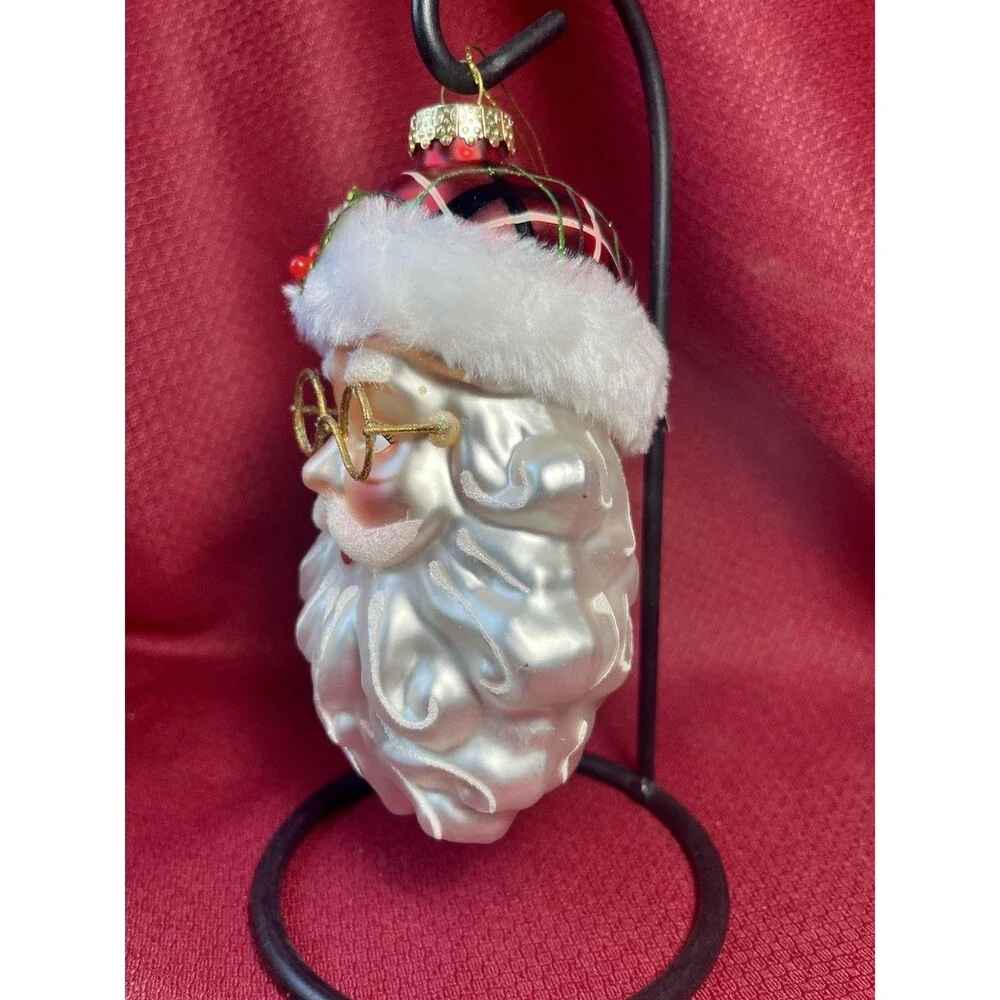 NWT Blown Glass 7.5 In. SANTA  Christmas Ornament NEW